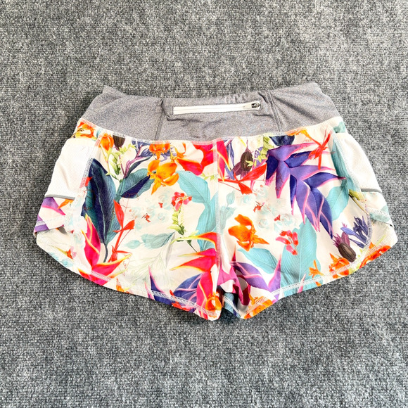 Athleta Floral Running Shorts Size S 3.5" Inseam Lined Polyester-Spandex - Picture 2 of 8